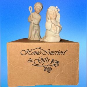 Vintage Homco 1992 Nativity Mary Holding Baby Jesus &‎ Joseph Bisque Figurines